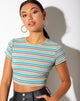 Bild von Tindy Crop Top in Rippe Grün Lila und Gelb