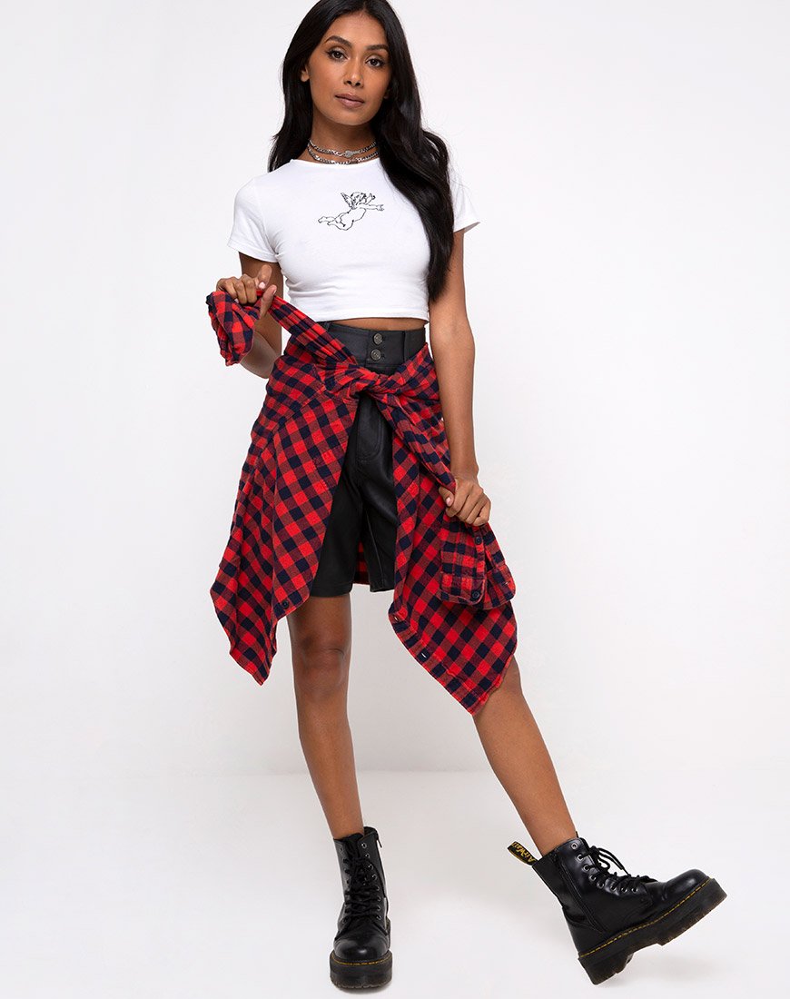 Bild von Tindy Crop Top in Weiß Cherub Embro Schwarz
