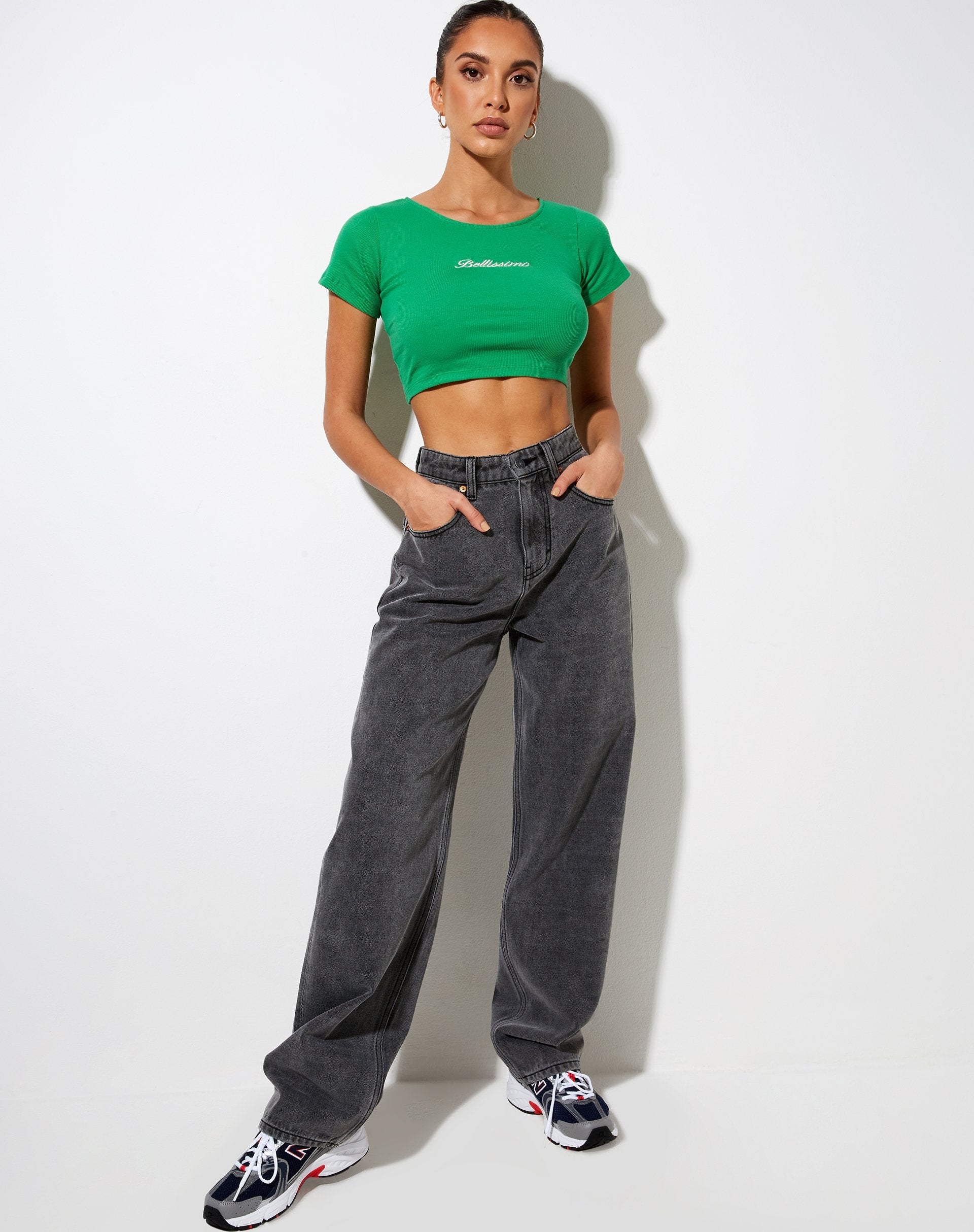 Bild von Tindy Crop Top in Rib Fun Grün Bellissimo