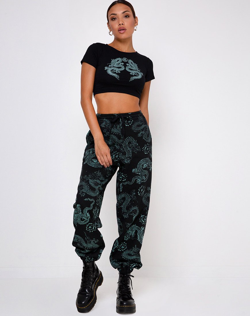 Image of Tindy Top Dragon Flower Schwarz und Minze Platzierung