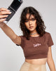 Bild von Tindy Crop Top in Deep Mahogany Fairy Pink Embro