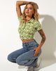 Bild von Wuma Cropped Shirt in Patchwork Daisy Green