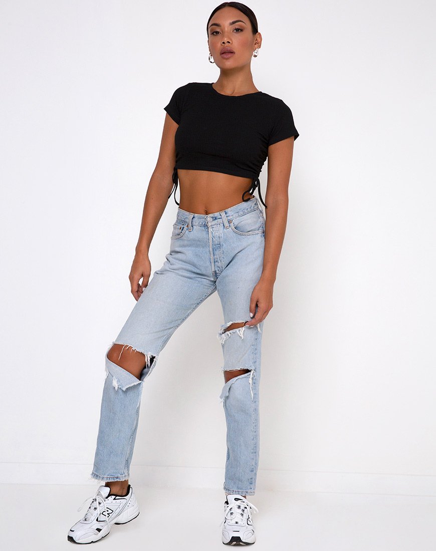 Image of Tiner Crop Top in Rippe Schwarz