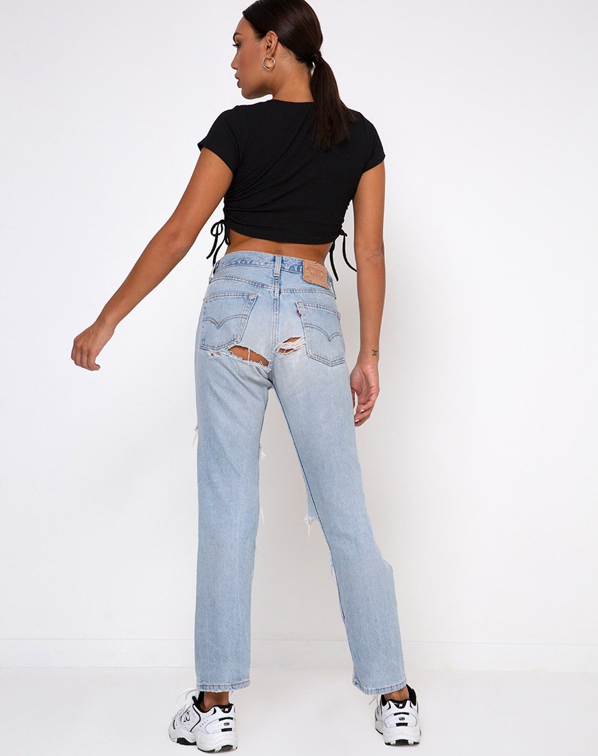 Image of Tiner Crop Top in Rippe Schwarz