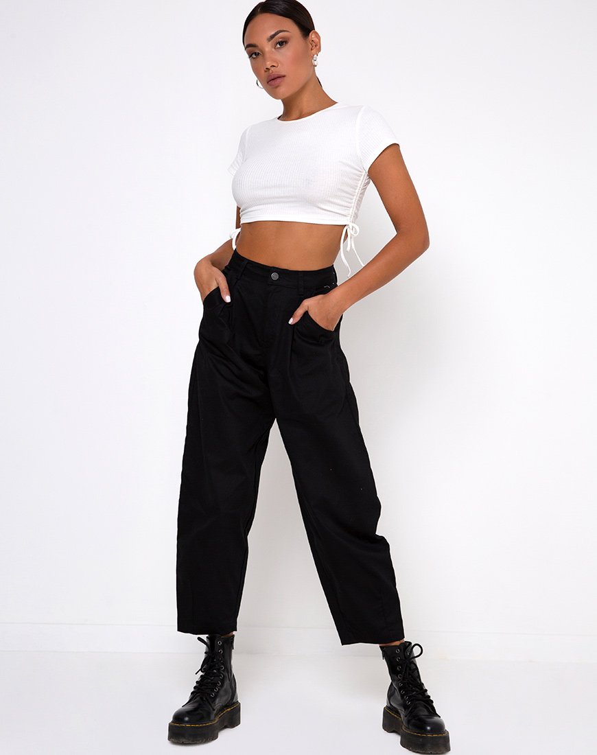 Bild von Tiner Crop Top in Rippe Elfenbein