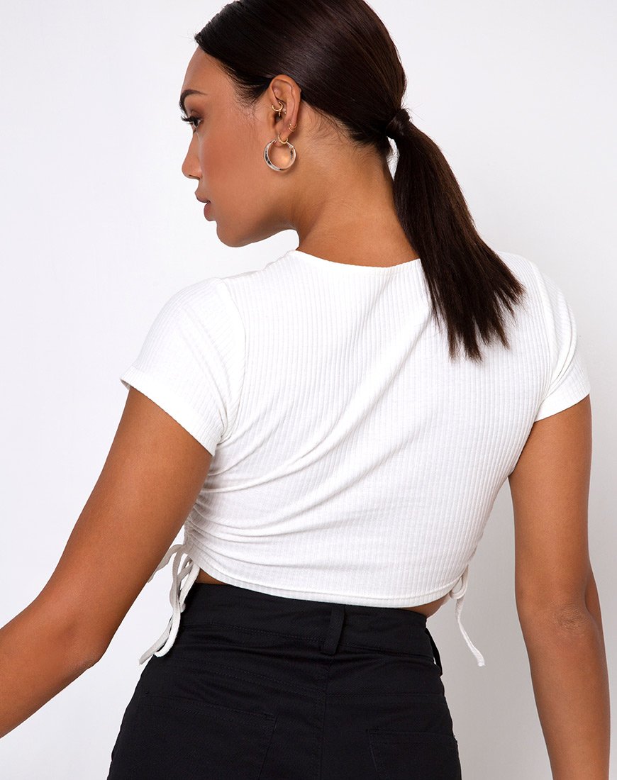 Tiner Crop Top in Rippe Elfenbein