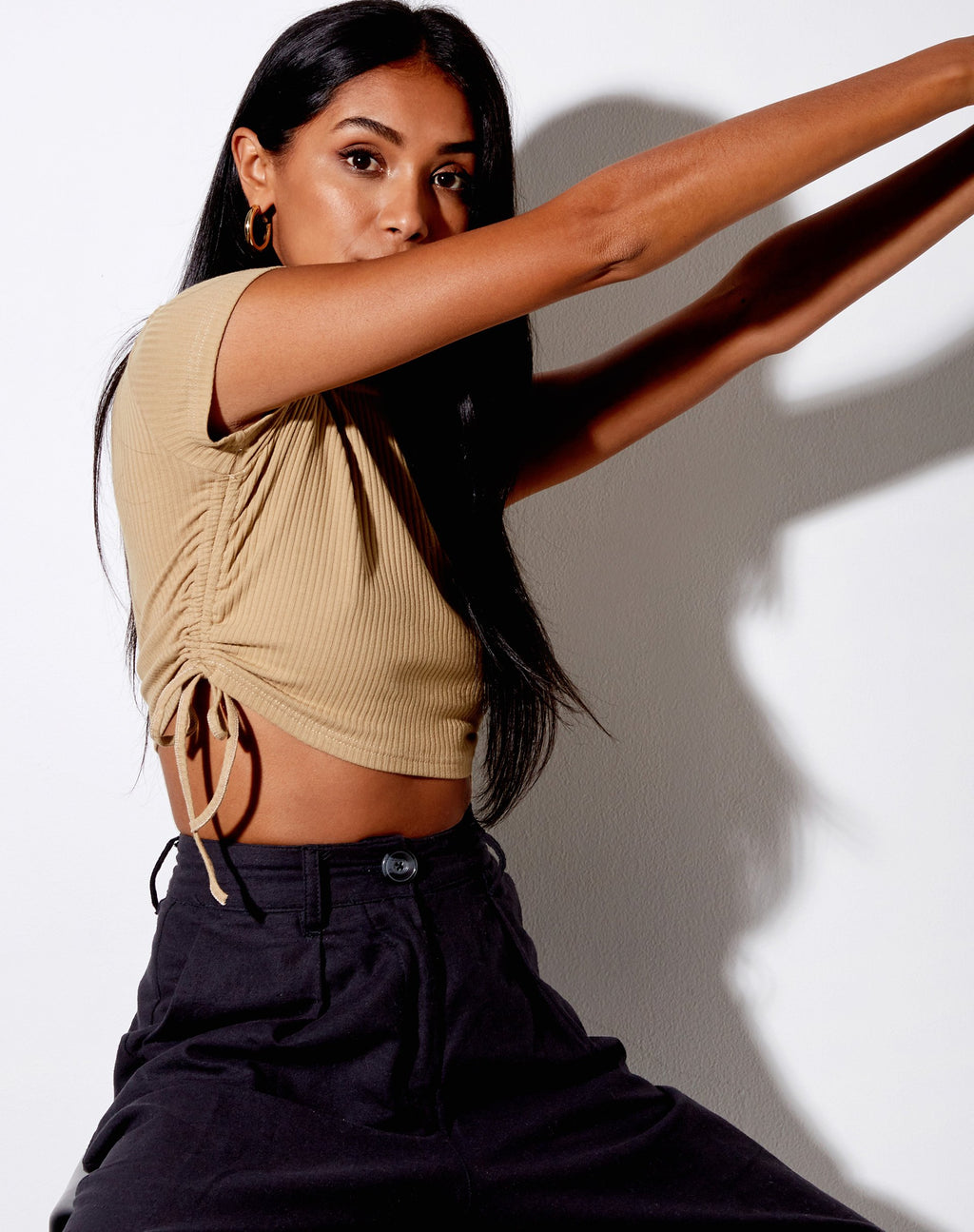 Tiner Crop Top in Rippe Kakao