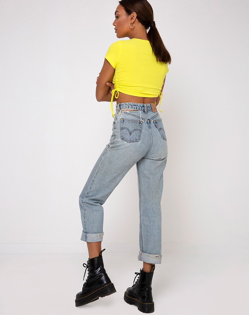 Bild von Tiner Crop Top aus Rippstrick in sonnigem Gelb
