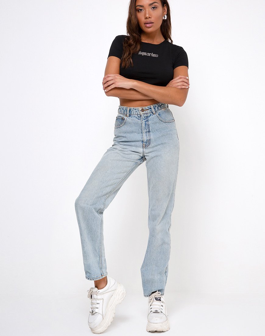 Bild von Tiney Crop Tee in Schwarz Aquarius Diamante