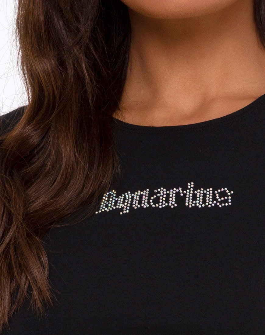 Bild von Tiney Crop Tee in Schwarz Aquarius Diamante