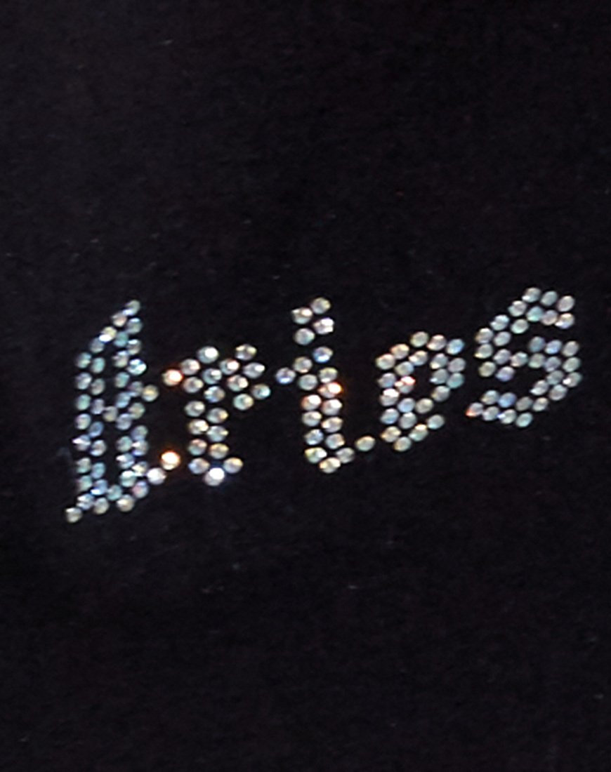 Tiney Crop Tee in Schwarz 'Aries' Diamante