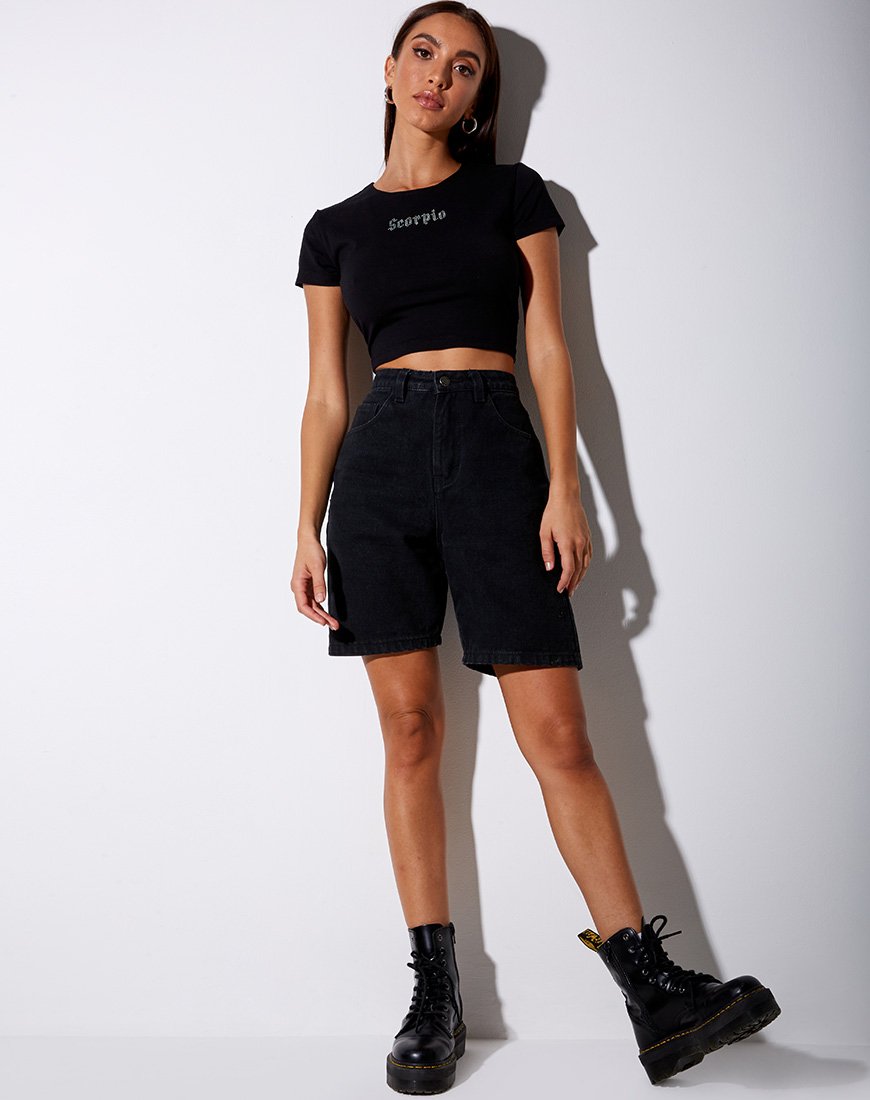 Bild von Tiney Crop Tee in Schwarz Skorpion Diamante