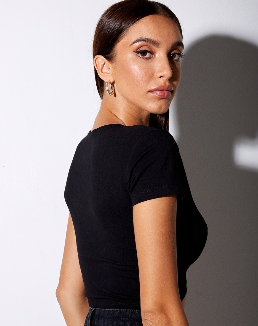 Tiney Crop Tee in Schwarz 'Scorpio' Diamante