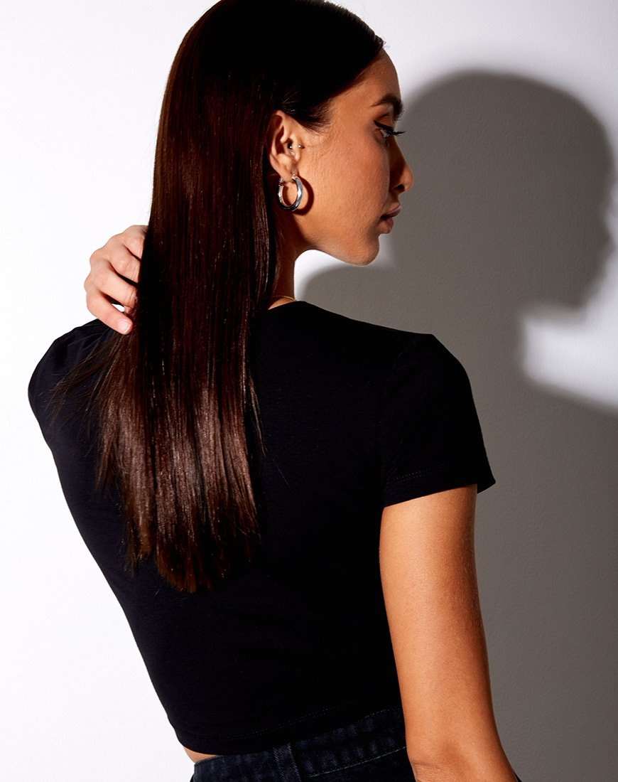 Bild von Tiney Crop Tee in Schwarz Taurus Diamante