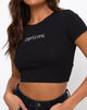 Bild von Tiney Crop Top Tee in Schwarz Capricorn Diamante von Motel