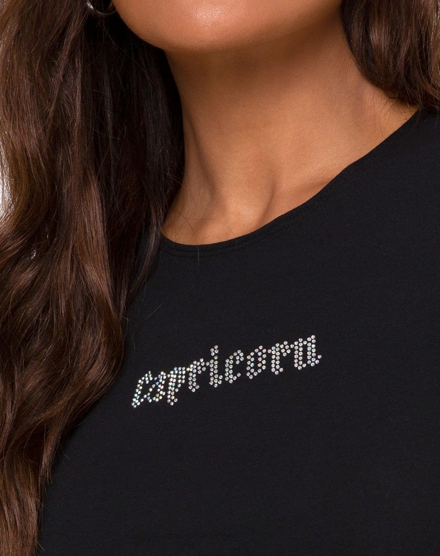 Bild von Tiney Crop Top Tee in Schwarz Capricorn Diamante von Motel