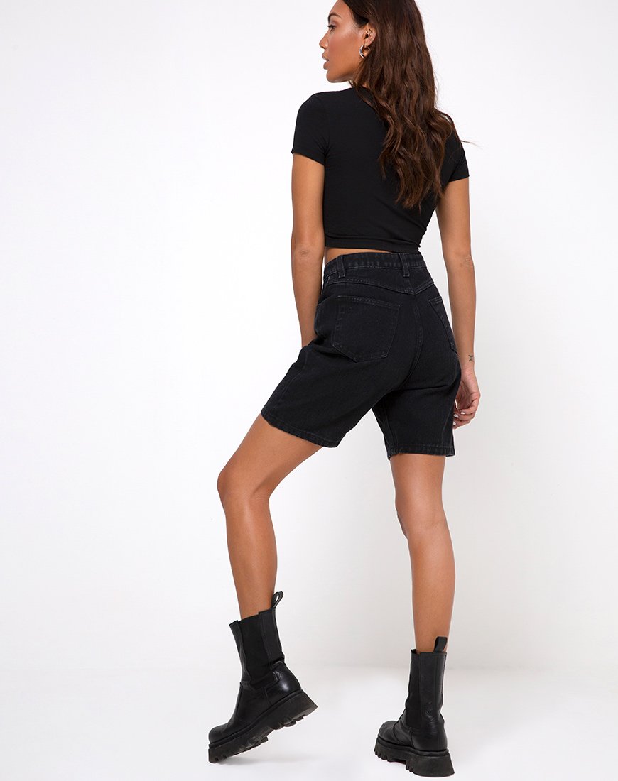 Bild von Tiney Crop Top Tee in Schwarz Capricorn Diamante von Motel