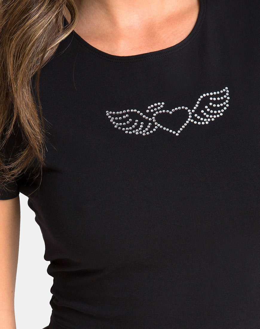 Bild von Tiney Tee in Schwarz mit Angel Heart Diamante
