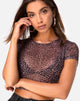 Bild von Tiney Crop Top Tee in Rar Leopard Mesh