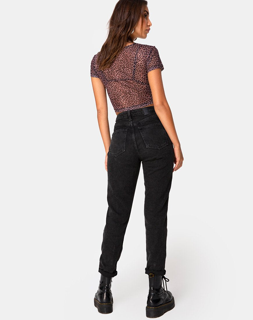 Bild von Tiney Crop Top Tee in Rar Leopard Mesh