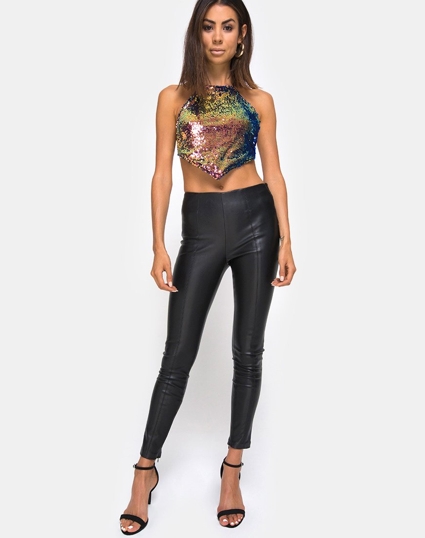 Image of Tini Crop Top aus Drachenfrucht-Pailletten