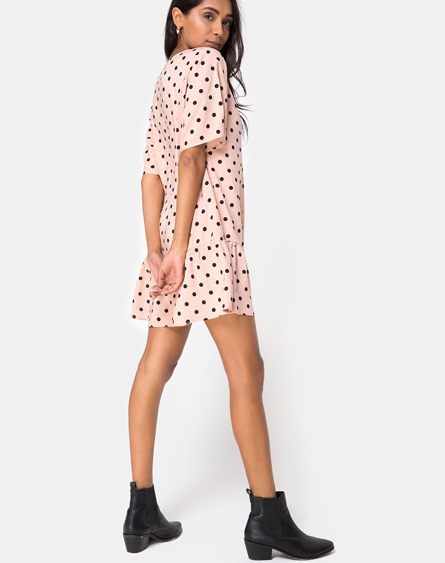 Bild von Tisha Babydoll Kleid in New Polka Nude Schwarz