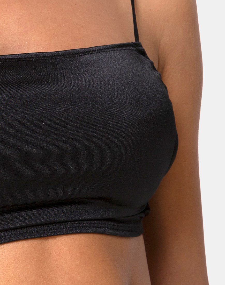 Bild von Tisya Crop Top in Satin Schwarz