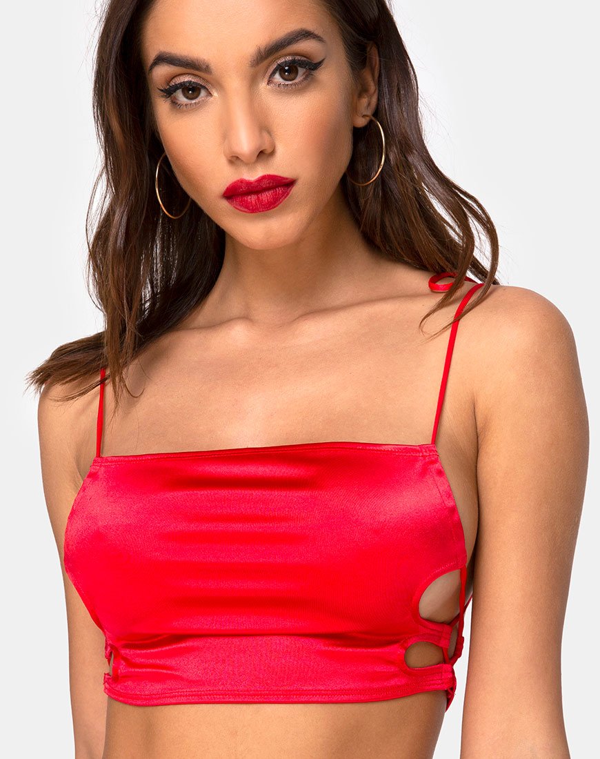 Tisya Crop Top in Satin Rot
