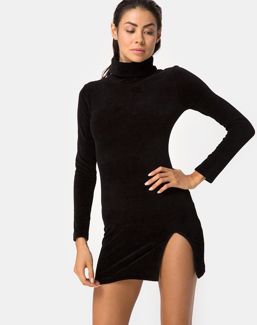 Tor-Kleid aus Samtripp Schwarz