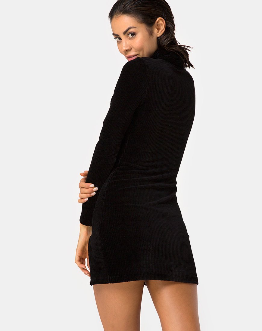 Image of Tor Kleid aus Samt Rib Schwarz