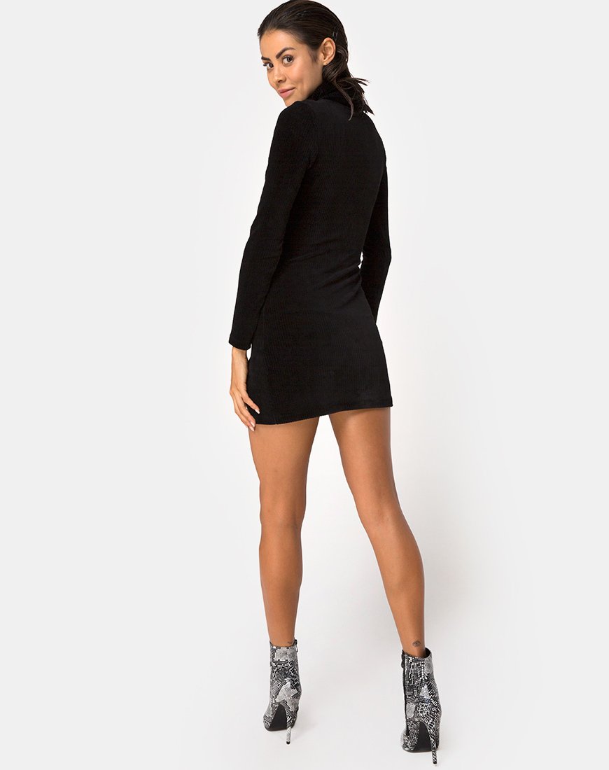 Image of Tor Kleid aus Samt Rib Schwarz