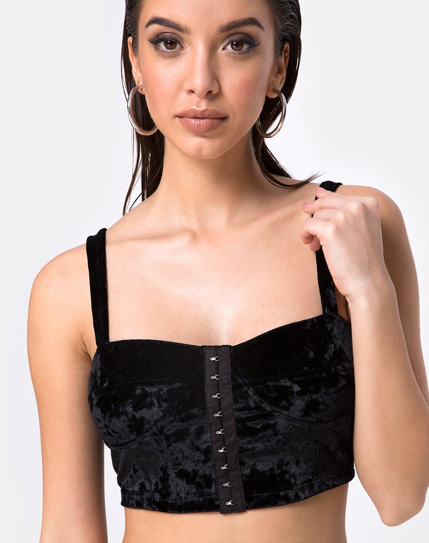 Trata Crop Top aus schwarzem Samt