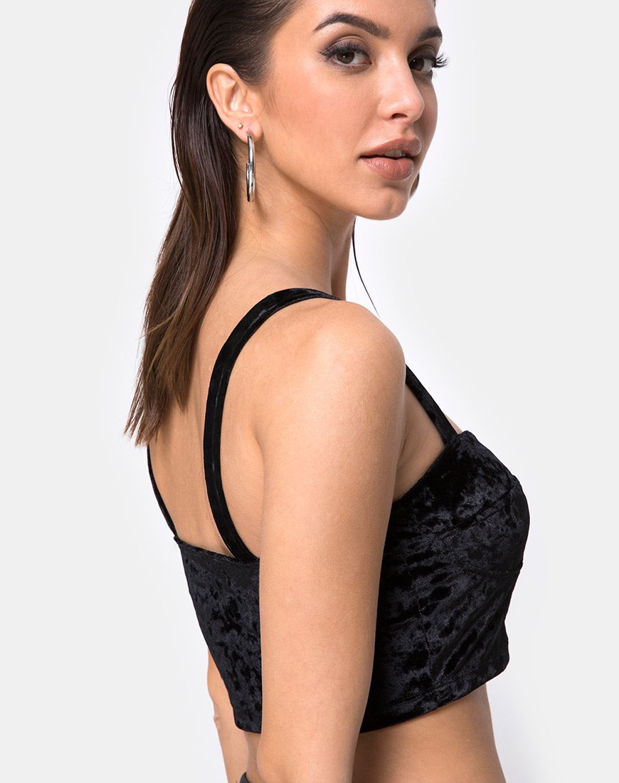 Trata Crop Top aus schwarzem Samt