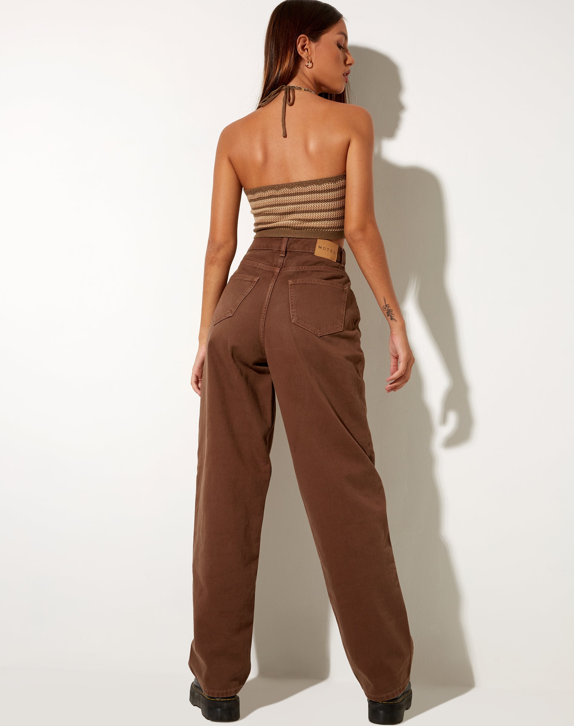 Bild von Trina Crop Top aus gehäkeltem Mini-Streifen Khaki