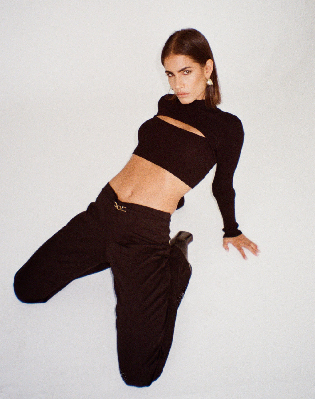 Tronis Crop Top aus Rippe Schwarz