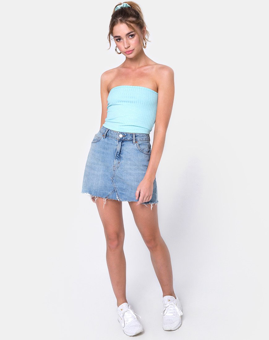 Bild von Tube Top in geripptem Puderblau
