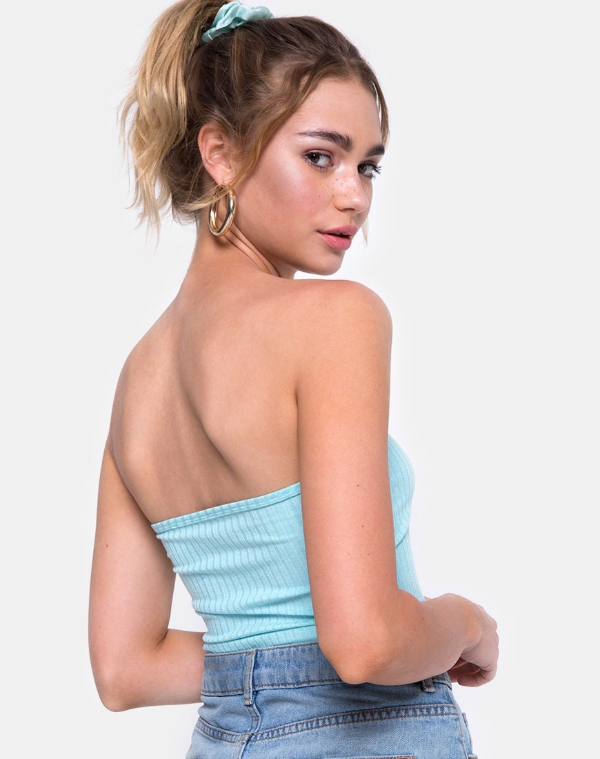 Bild von Tube Top in geripptem Puderblau