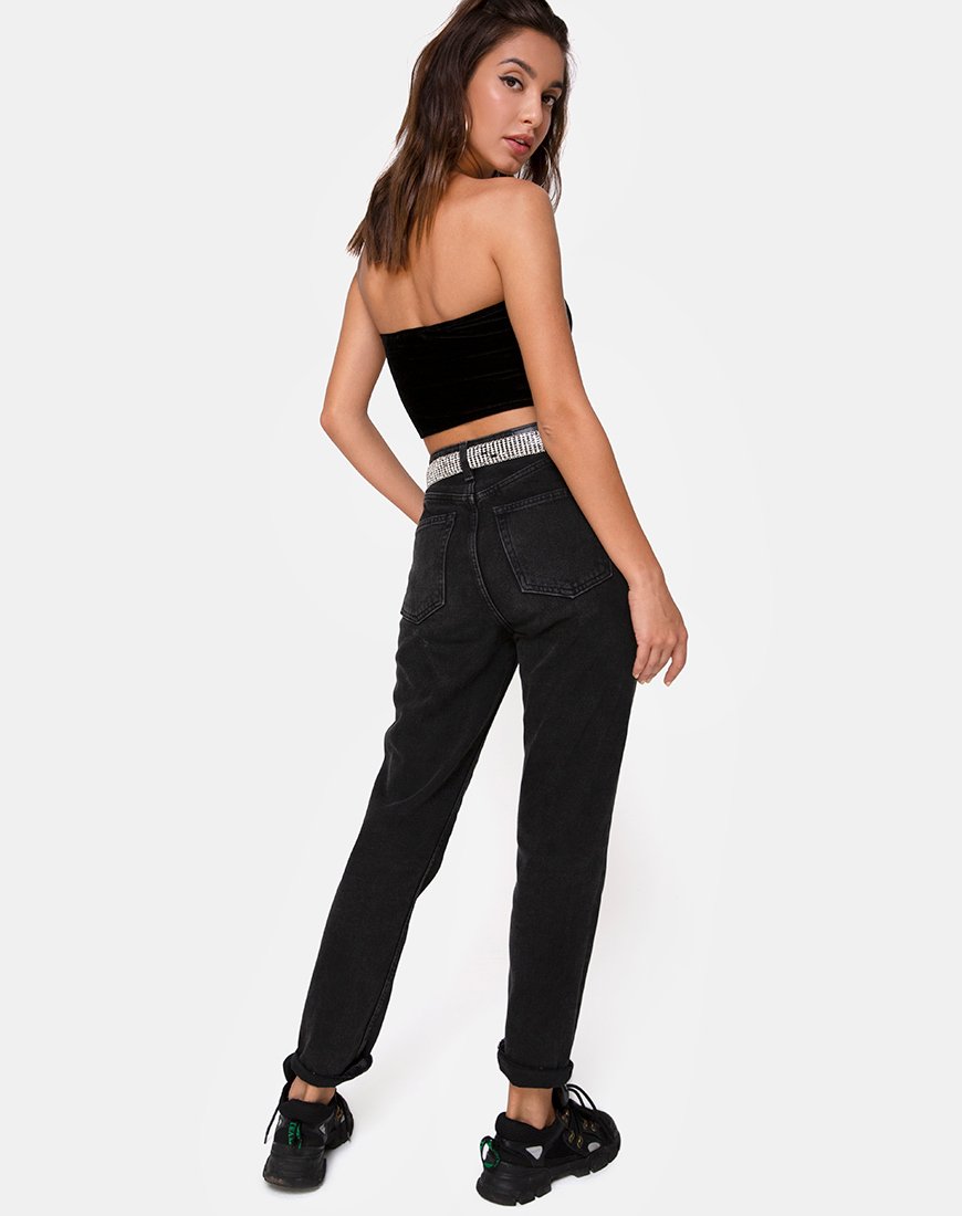 Bild von Tube Top in Schwarz mit Angel Diamante Hot Fix