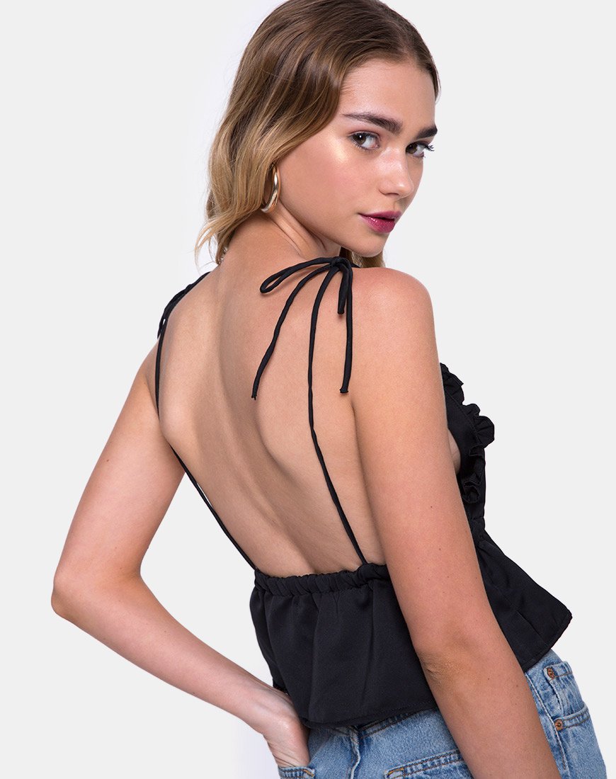 Tyrell Bralette Top in Satin Schwarz