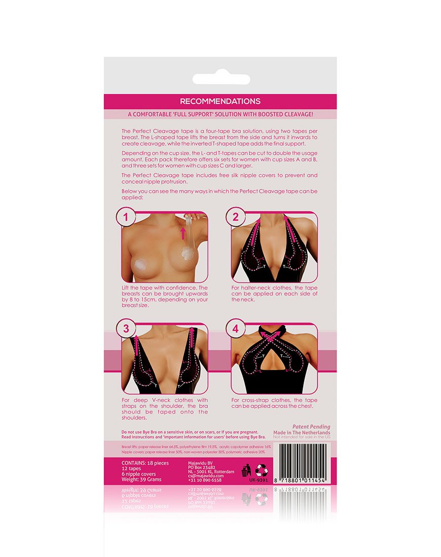 Bye Bra Dekolleté Band und Seide Nipple Covers Cup A-F