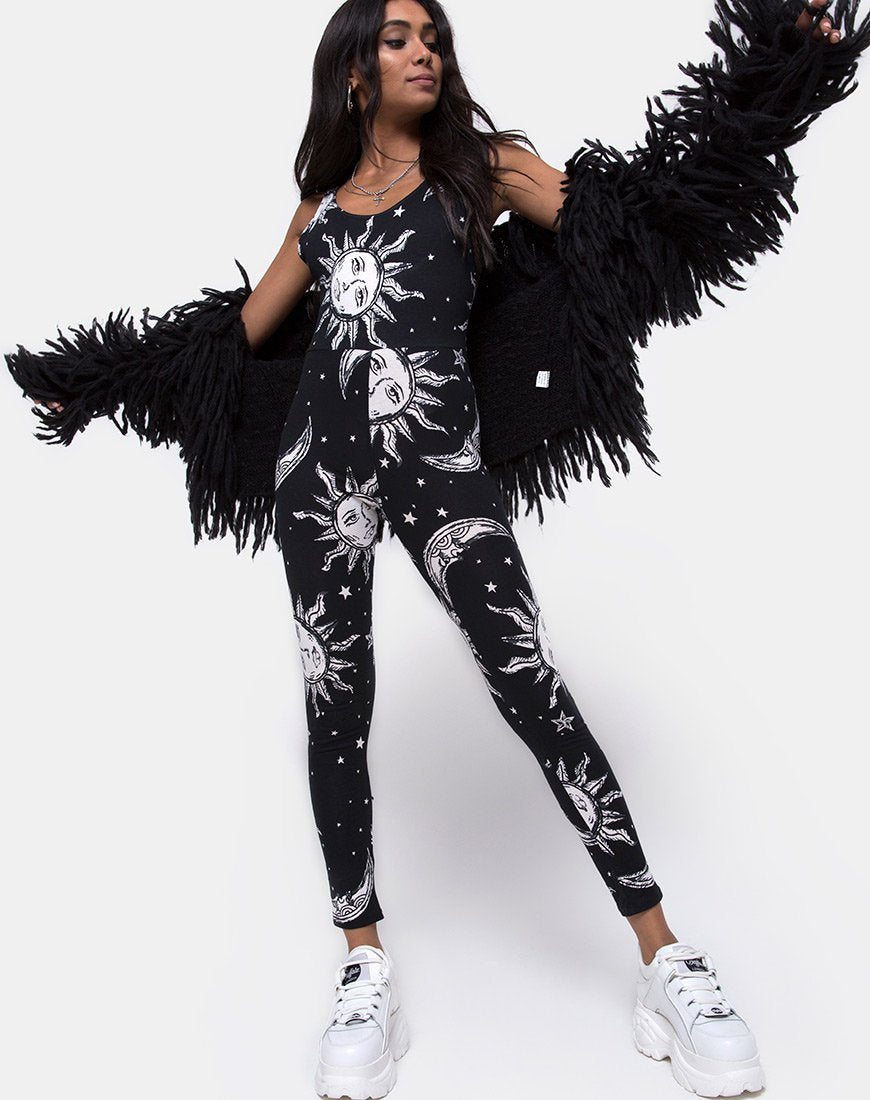 Unitard in Übergröße Sonne Mond und Sterne