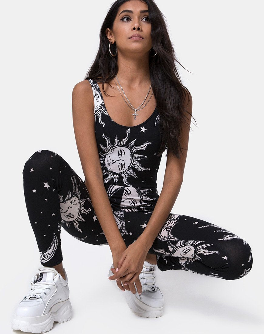 Unitard in Übergröße Sonne Mond und Sterne