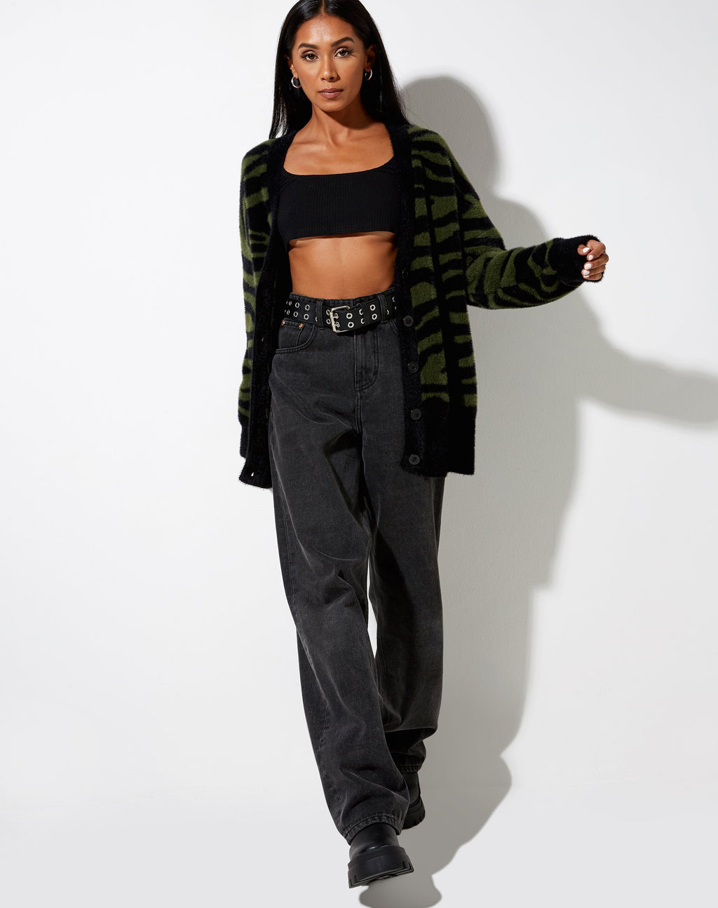 Uriela Cardi aus Zebrastrick in Oliv und Schwarz