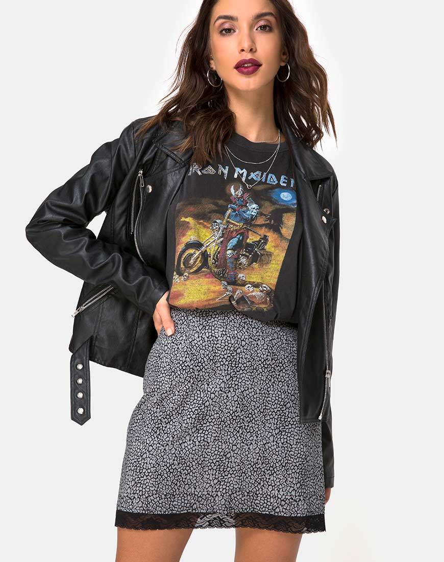 Urila Minirock in Ditsy Leopard Grau