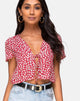 Image of Vaco Bluse in Ditsy Rot Rose und Silber