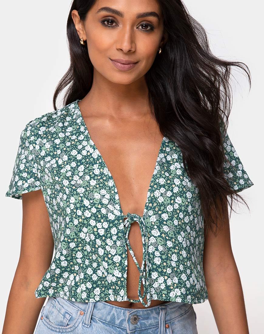 Image of Vaco Bluse mit Blumenmuster Grün
