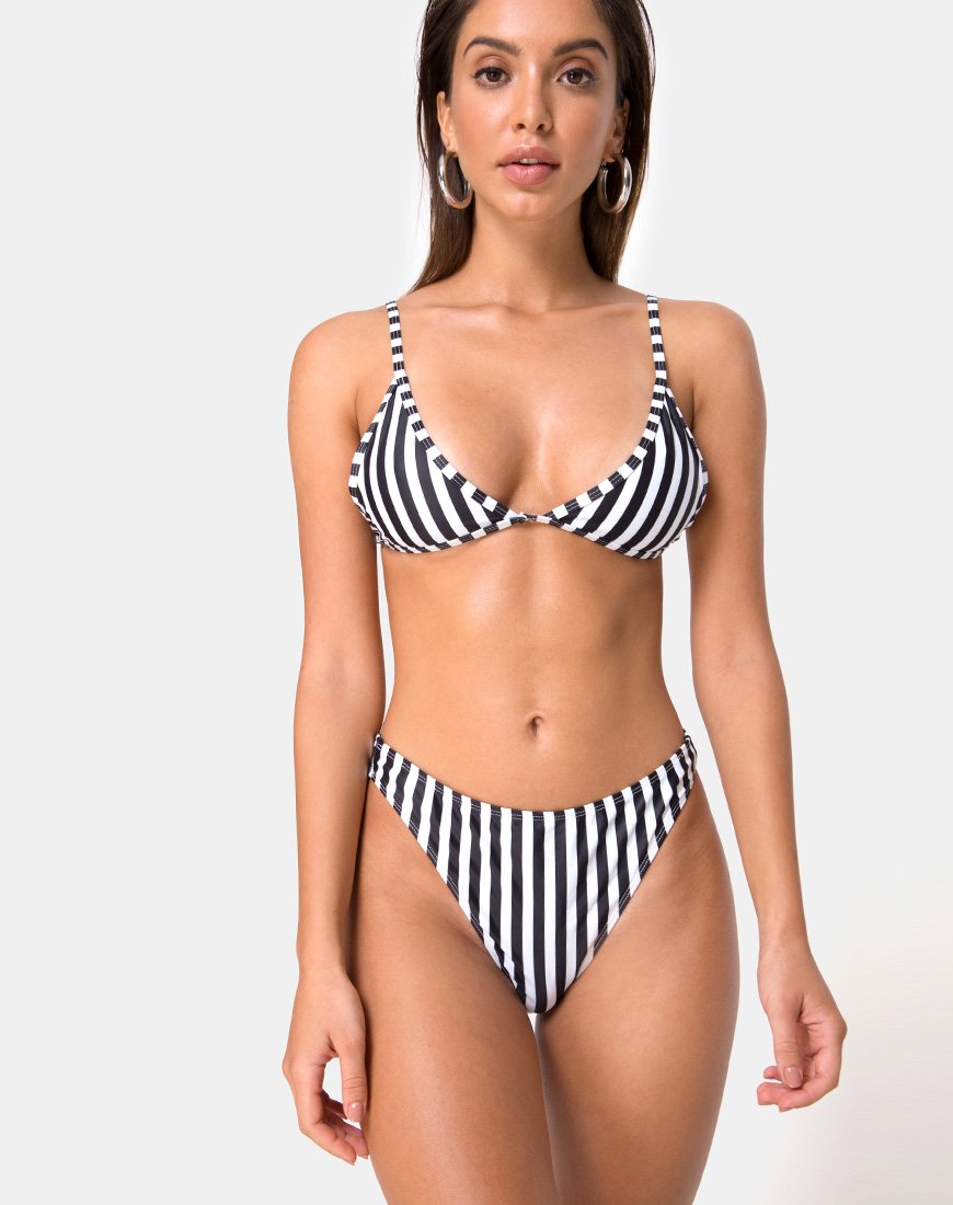 Image of Vader Bikinioberteil in Schwarz und Weiß gestreift