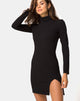 Image of Valda Kleid in Rippe Schwarz