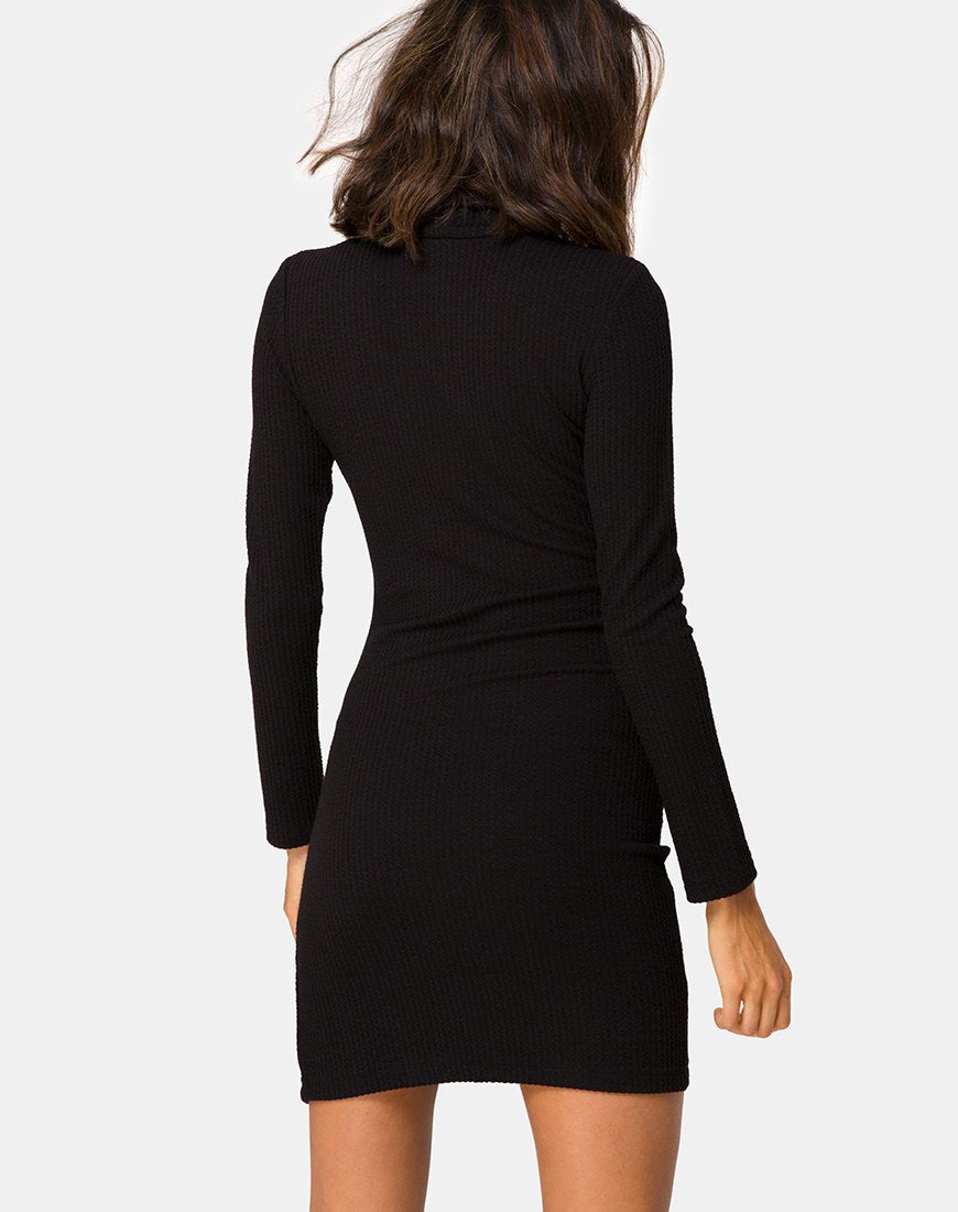 Valda Kleid aus schwarzer Rippe