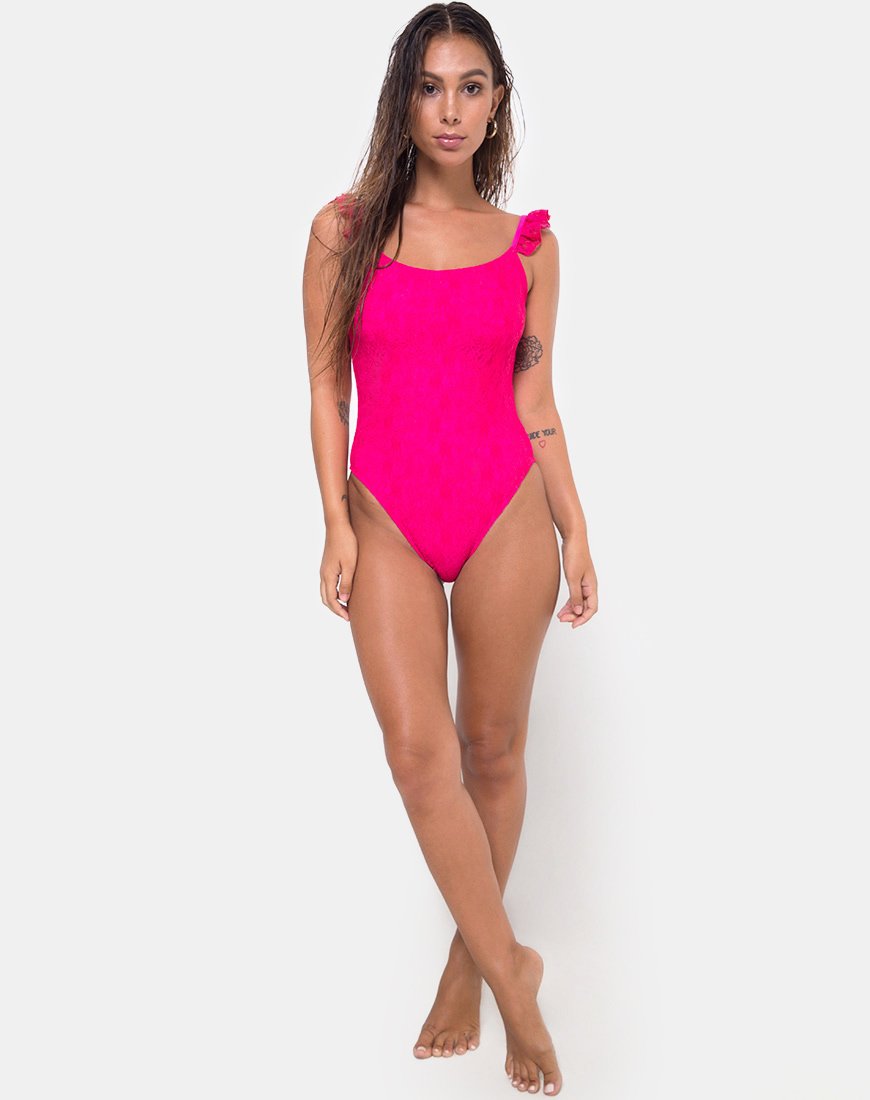 Image of Valentina Badeanzug aus Spitze fuschia Pink